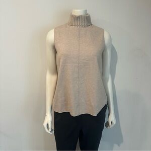 Sleeveless Turtleneck Sweater Top Beige Neutral Minimalist Layering